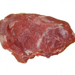 A frozen buffalo diaphragm cut, showcasing its rich red color and marbling, ready for cooking or preparation.